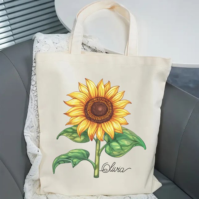 Bolso Personalizado de Girasoles, Regalo para Muje (sunflower tote bag, minimalist tote bag, custom name tote, personalized tote bag, graduation gift,)