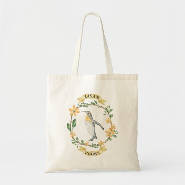Bolso personalizado pingüino amarillo floral de la (Frente)