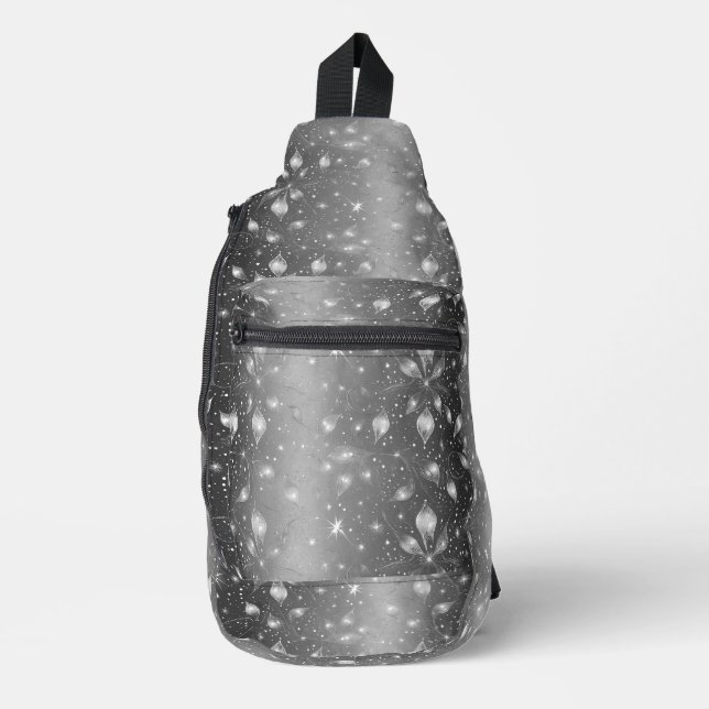 Bolso plateado brillante tipo sling (Anverso)