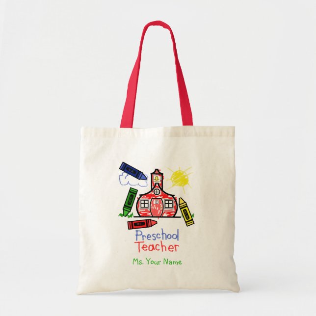 Bolso preescolar del profesor - escuela y creyones (Frente)