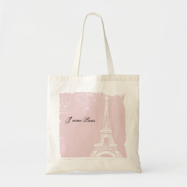 Bolso rosado de la lona de la torre Eiffel (Frente)