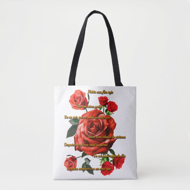 Bolso Rosas rojas Poema (Anverso)