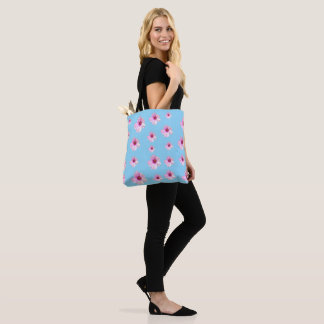 Bolso Tot de Tela Azul Claro con Flor de Floral Ro