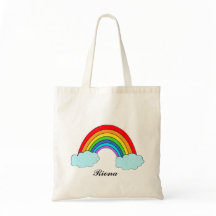 Bolso tote arcoíris personalizado con nombre perso