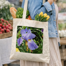 Bolso Tote Botánico de Iris Púrpura