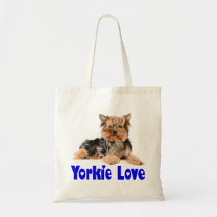 Bolso Tote Cachorro Yorkshire Terrier Amor Azul