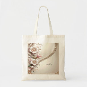 Bolso tote con adornos florales y perlas