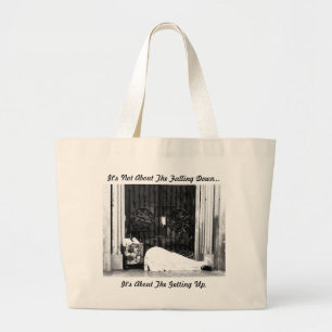 Bolso tote con cita inspiradora.