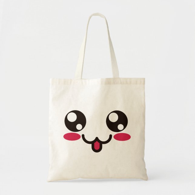 Bolso tote con diseño de cara linda (Frente)