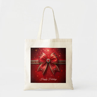 Bolso Tote con Lazo Rojo y Perlas
