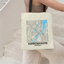 Bolso tote con mapa de la ciudad de Copenhague, Di