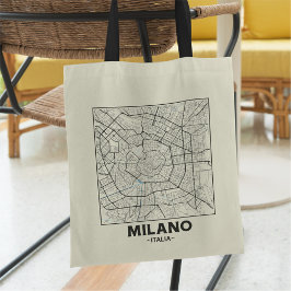 Bolso tote con mapa de la ciudad de Milán, Italia