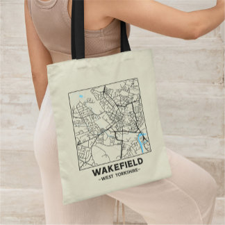 Bolso tote con mapa de la ciudad de Wakefield, Wes
