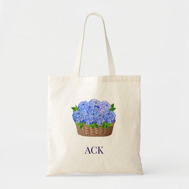 Bolso Tote con Monograma de Hydrangea Costera de N (Frente)
