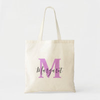 Bolso tote con nombre en guión negro y monograma d