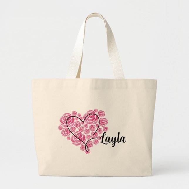 Bolso Tote Corazón de Amor Floral (Frente)