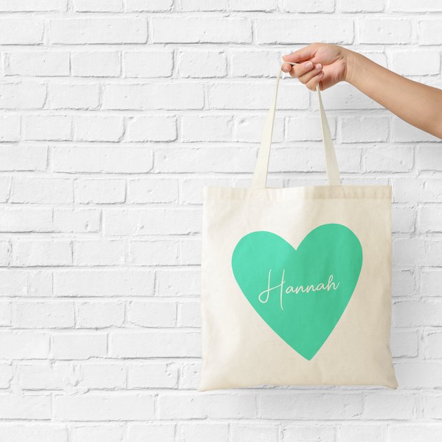 Bolso Tote Corazón Verde Personalizado (Subido por el creador)