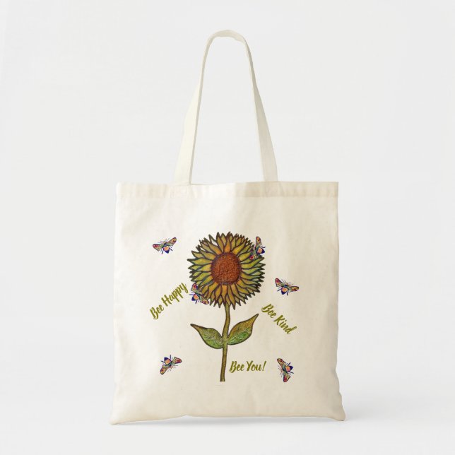 Bolso tote de abeja y girasol (Frente)