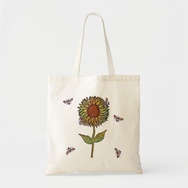 Bolso tote de abeja y girasol (Frente)