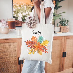 Bolso tote de acuarela de otoño, Bolso personaliza