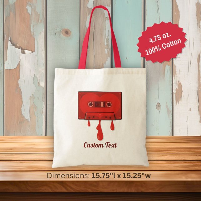 Bolso tote de casete de corazón rojo (Subido por el creador)