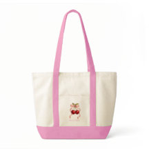Bolso tote de cinta de cereza coqueta de nombre pe