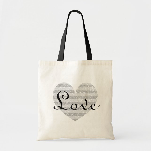 Bolso tote de corazón de amor con raya de monogram (Frente)