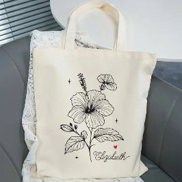 Bolso Tote de Flores Minimalista Personalizado, Re