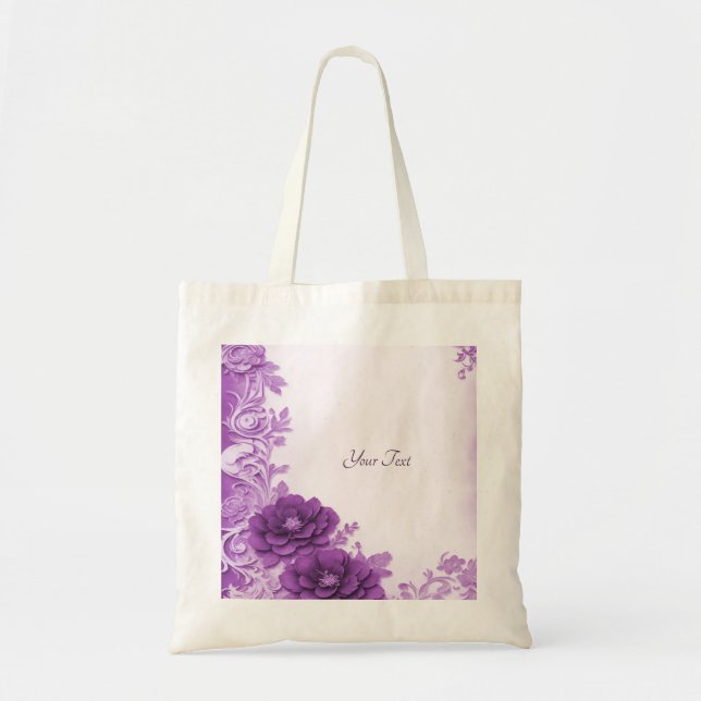 Bolso tote de flores púrpuras florecen (Frente)
