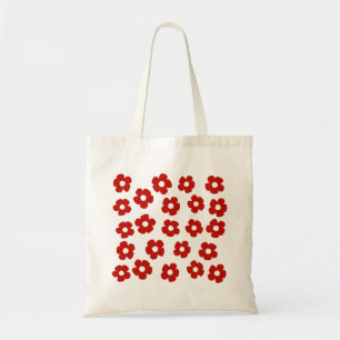 Bolso tote de flores rojas abstractas pintadas a m