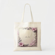 Bolso tote de flores rosadas con marco