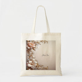 Bolso tote de flores suaves rosadas y blancas