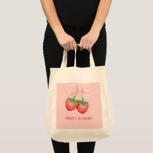 Bolso tote de fresa rosa