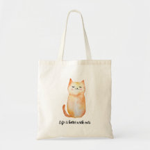 Bolso tote de gato sonriente "La vida es mejor con