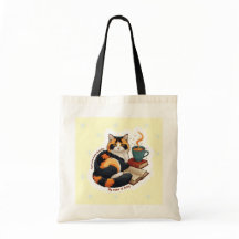 Bolso Tote de lectura de gato calicó personalizado