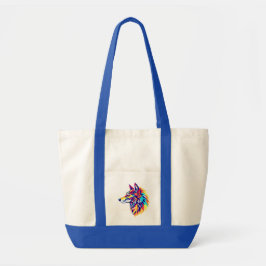 Bolso tote de lobo geométrico colorido