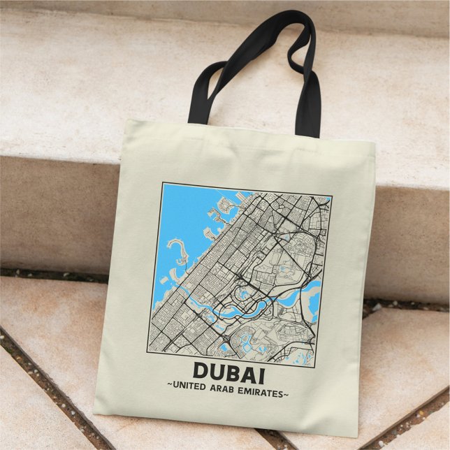 Bolso tote de mapa de la ciudad de Dubai, Emiratos (Subido por el creador)