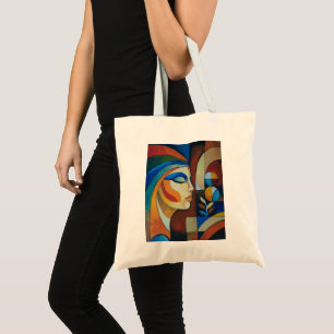 Bolso tote de mujer cubista abstracta de arte