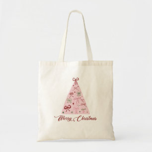 Bolso Tote de Navidad con Árbol Rosa