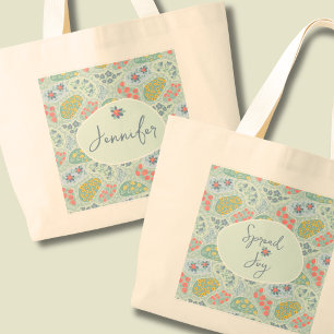 Bolso tote de paisley con nombre personalizado D