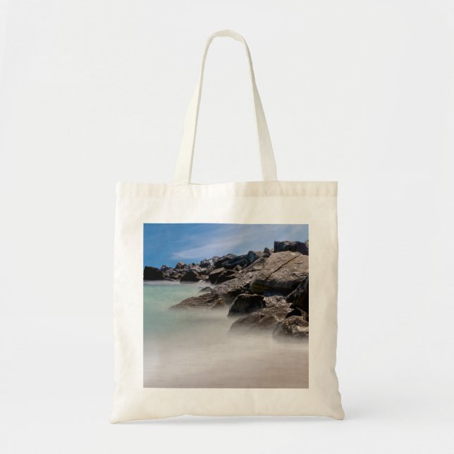 Bolso tote de rocas y olas de la isla Shell (Frente)