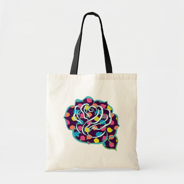 Bolso tote de rosas de neón (Frente)
