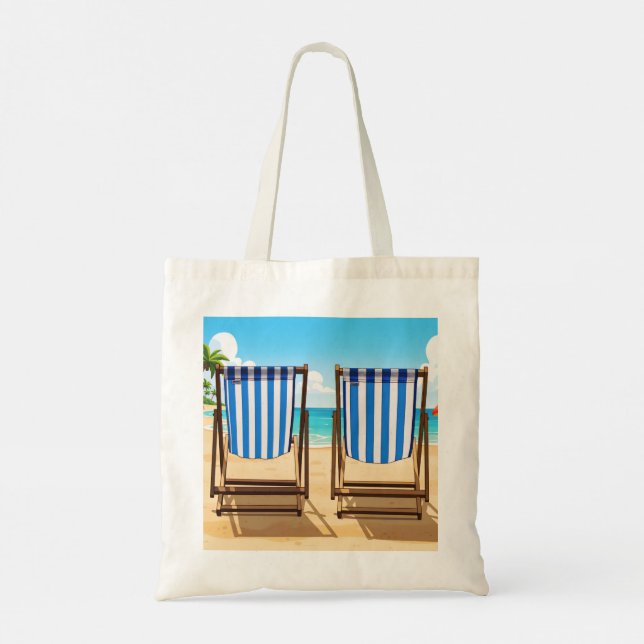 Bolso tote de tumbonas a rayas (Reverso)