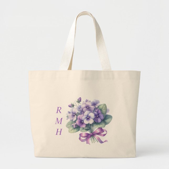 Bolso tote de violeta de febrero personalizado (Frente)