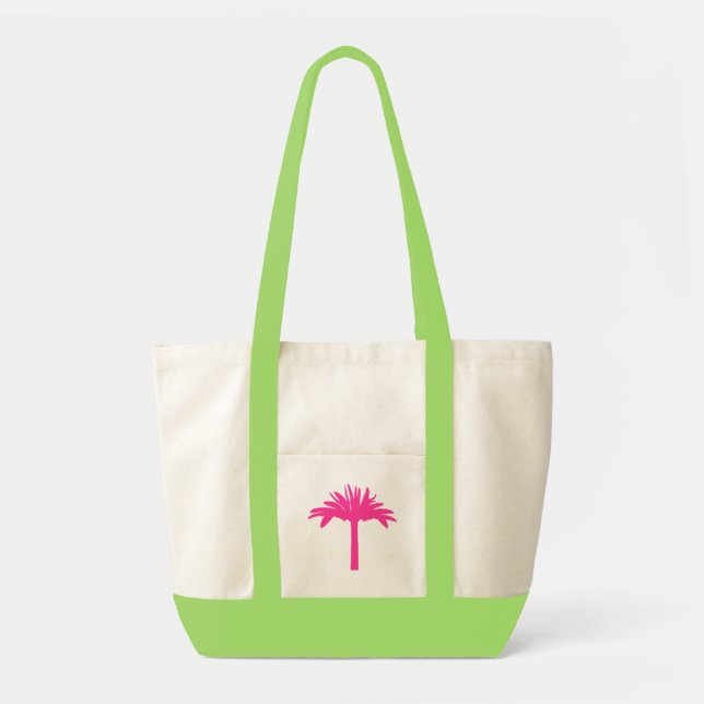 Bolso tote del árbol de palma rosa (Frente)