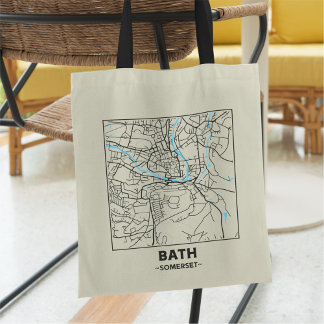 Bolso tote del mapa de la ciudad de Bath, Somerset
