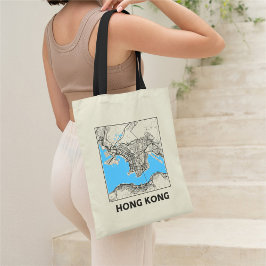 Bolso tote del mapa de la ciudad de Hong Kong