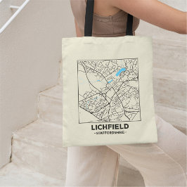 Bolso tote del mapa de la ciudad de Lichfield, Sta