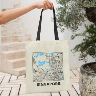 Bolso tote del mapa de la ciudad de Singapur