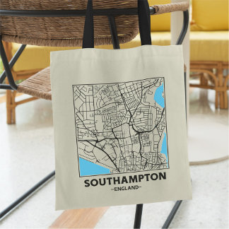 Bolso tote del mapa de la ciudad de Southampton